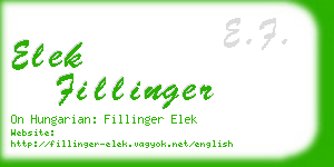 elek fillinger business card